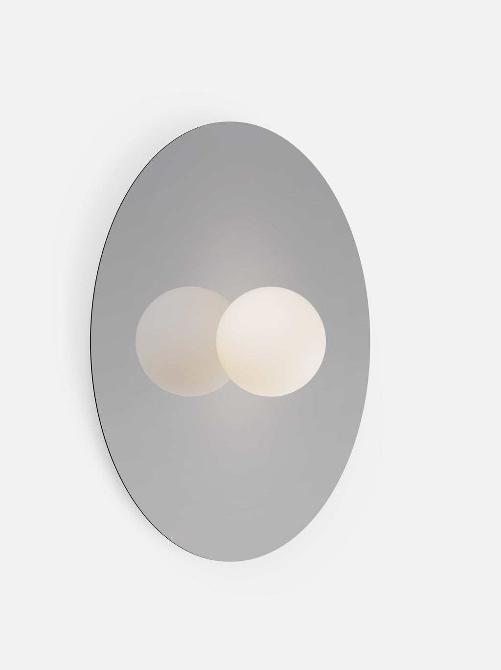 Wall-mounted light fixture with two circular lights on a white background