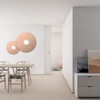 Modern interior with a dining area and wall lights